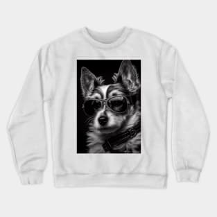 Fashionable Pup: A Cute Dog in Shades Crewneck Sweatshirt